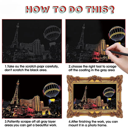 DIY Night Scene Scratch Art