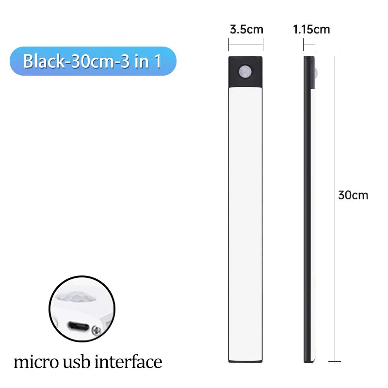 Cabinet Light USB Rechargeable Motion Sensor Led Three Colors In One Lamp For Kitchen Wardrobe Indoor Lighting 10/20/30/40/50cm